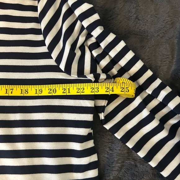 Bobeau Striped Dark Navy and White Cardigan with Gold Buttons Size 1X - Picture 8 of 10